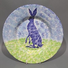 Hinchcliffe & Barber Dorset Pottery Collectors Plate Signed Hare Spongeware 