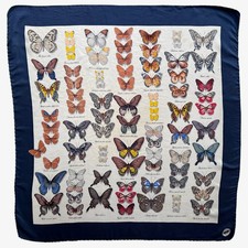 Vintage 90s Mantero No 3 Colourful Geometric Butterfly Print Silk Scarf, Shawl