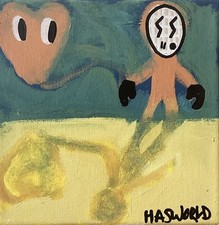 Hasworld original mixed media painting on Canvas 8” X 8”