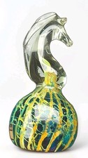 Mdina Glass Paperweight Signed 1970's Large Seahorse 614g Malta