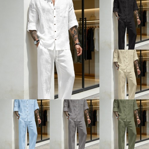 Mens linen piece set button - 2,