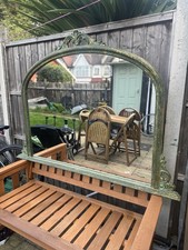 Pair of Vintage Ornate Mirrors – Antique Green & Gold Frame