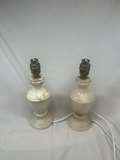 Pair of Two Vintage Heavy Marble Mid Century Table Lamps bedside lamps working
