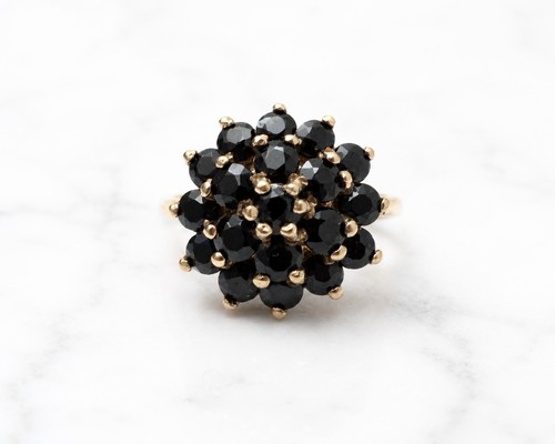 9ct gold sapphire - cluster, ring