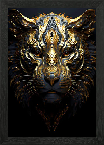 Abstract gold tiger head - abstract,