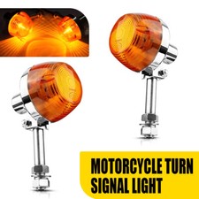 Pair Motorcycle Turn Signal Lights Mini Bullet Blinker Amber Indicator Light UK