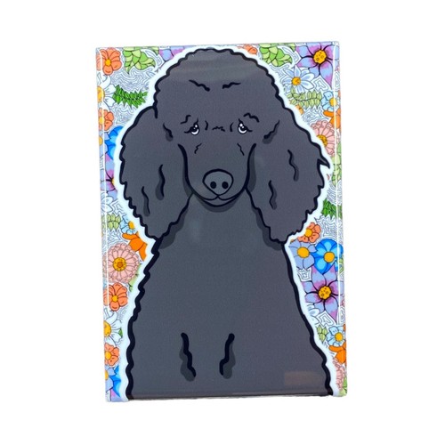 Black standard poodle magnet - black,