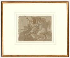 Attrib. Prospero Fontana (1512-1597) - Bolognese School Ink Drawing, Two Cherubs