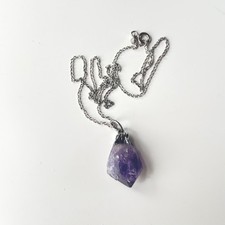 Raw Amythest Pendant Necklace