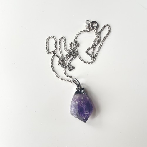 Raw amythest pendant necklace - raw,