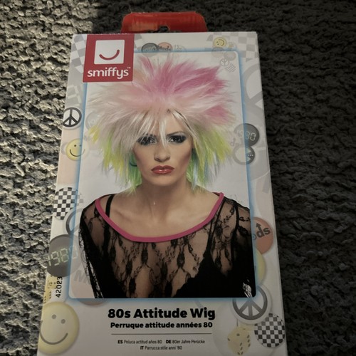 Ladies 80s attitude wig multi - 80s,