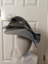 grey large straw fascinator