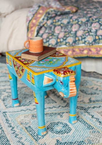 Wooden elephant side table - elephant,