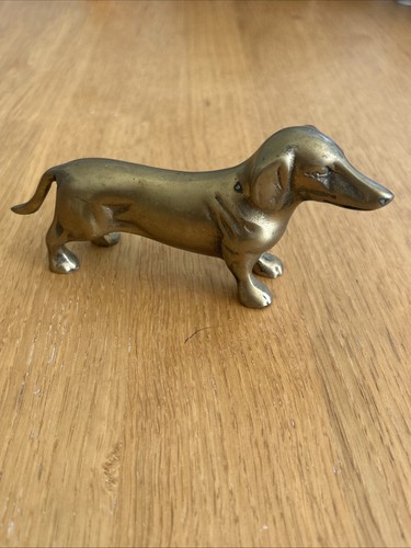 Vintage brass dachshund - vintage,