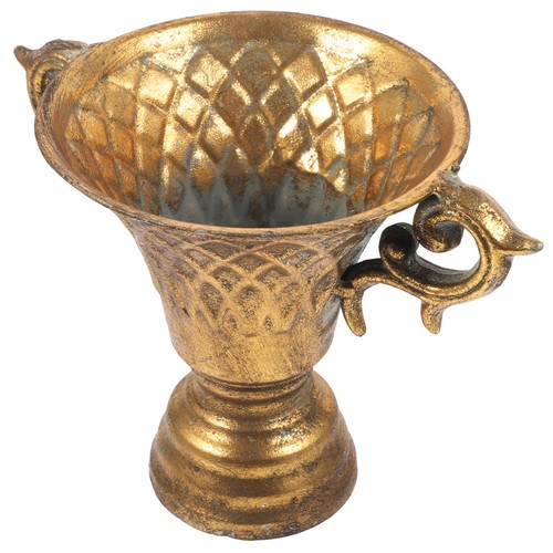 Golden metal urn - golden,