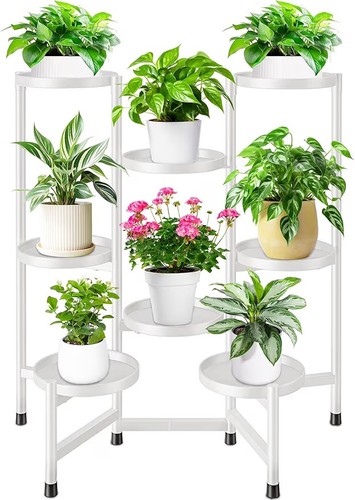 Tall white metal plant stand - white,