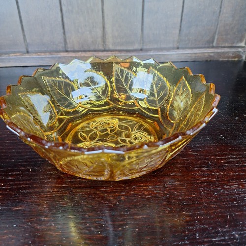 Vintage amber glass - bowl, rose