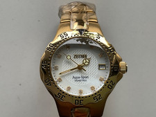 WOMEN'S ZEITNER AQUA SPORT DIAMOND DIAL GOLD PLATED BRACELET QUARTZ WATCH