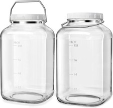 Absovetu 2 Pack Large Glass Jars with Lids Airtight 5.7 Litre - Square Glass... 
