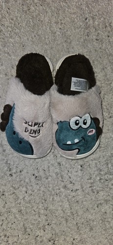 Kids fluffy dinosaur slippers