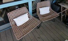 Cheap 2 Balcony Chairs Plastic Wicker Outdoor Garden Patio Terrace for Upcycling