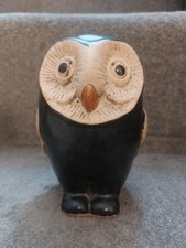 Vtg Studio Pottery Stylised Owl Ornament Stoneware Height 14.5cm British Bird 