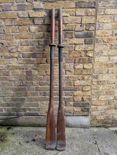 Vintage wooden boat oars - vintage,