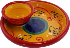 Olive Dish With Integral Bowl For Pips 15x 5cm Spanish Handmade Ceramic Pottery 