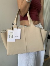 CELINE Leather Tote Bag Powder