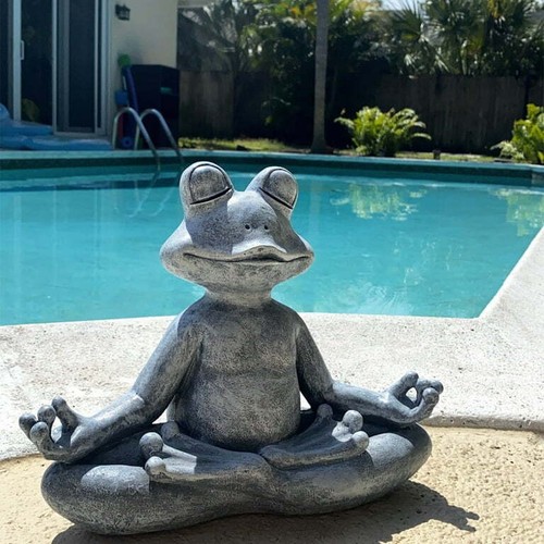 Frog meditating sculpture - frog,