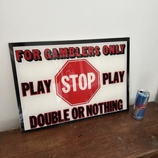 Vintage “For Gamblers Only” Sign Double or Nothing Arcade Amusement Artwork Sign