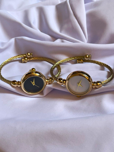 Gold watch bangles resizable - gold,