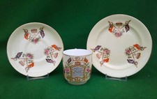 WILLIAM LOWE LONGTON “QUEEN VICTORIA DIAMOND JUBILEE 1897” CUP, SAUCER & PLATE.