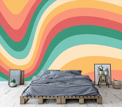 Retro groovy colorful wavy - retro,
