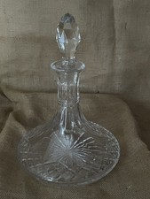 Vintage Crystal Cut Glass Ships Decanter with Stopper
