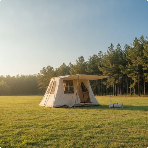 Cabin tent with awning - awning, retro