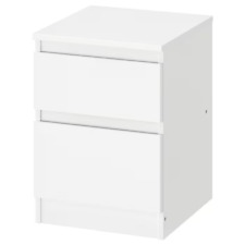 Ikea Modern 2 Drawer Chest Bedside Table Bedroom White and Black  35x49 cm