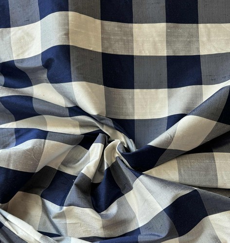 Navy blue white gingham - blue,