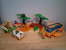 Playmobil 123 Large Safari Park. With Bus/Jeep/ Plane. Complete Set.