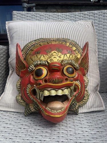 Balinese wooden barong mask - wooden,