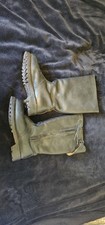 German Bundesmarine Leather Fleece Lined Zipped Jackboots with Buckles Size 8