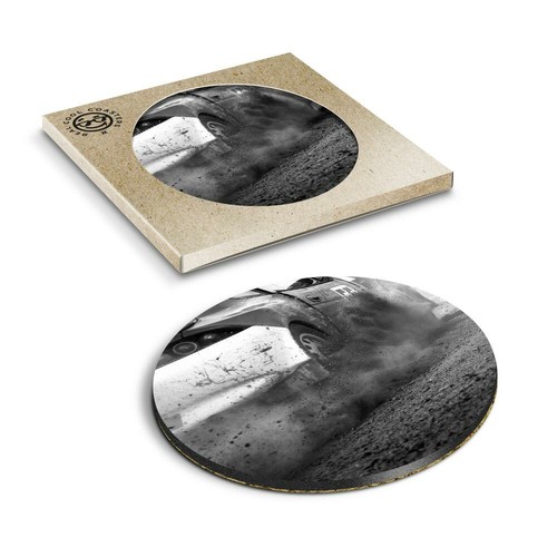 Boxed round coasters bw - round,