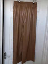 Marks And Spencer Wide Leg FAUX LEATHER Trousers Size 14
