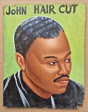 West African  Ghana barber  barbershop  hairdresser  hair cut wood sign painting