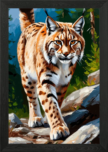 Lynx portrait forest - in, framed