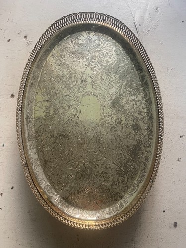 Ornate oval silver tone - ornate,