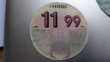 Rare Collectable old tax disc from NOV 1999.....................................