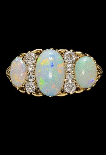 18ct gold opal - 18ct, diamond