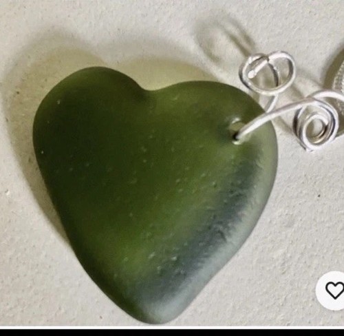 Olive green genuine sea glass - genuine,