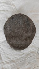 New M&S L XL mens flat cap 100% wool brown herringbone tweed 7 1/4 7 5/8